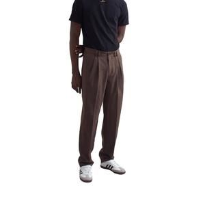 NEW WAX LONDON raleigh pleat trouser in brown